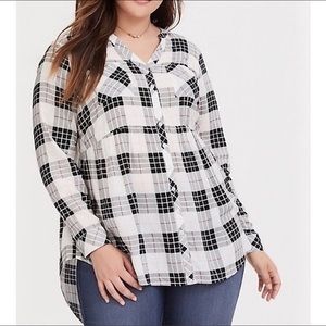 TORRID | Checkered Black & White Babydoll Top